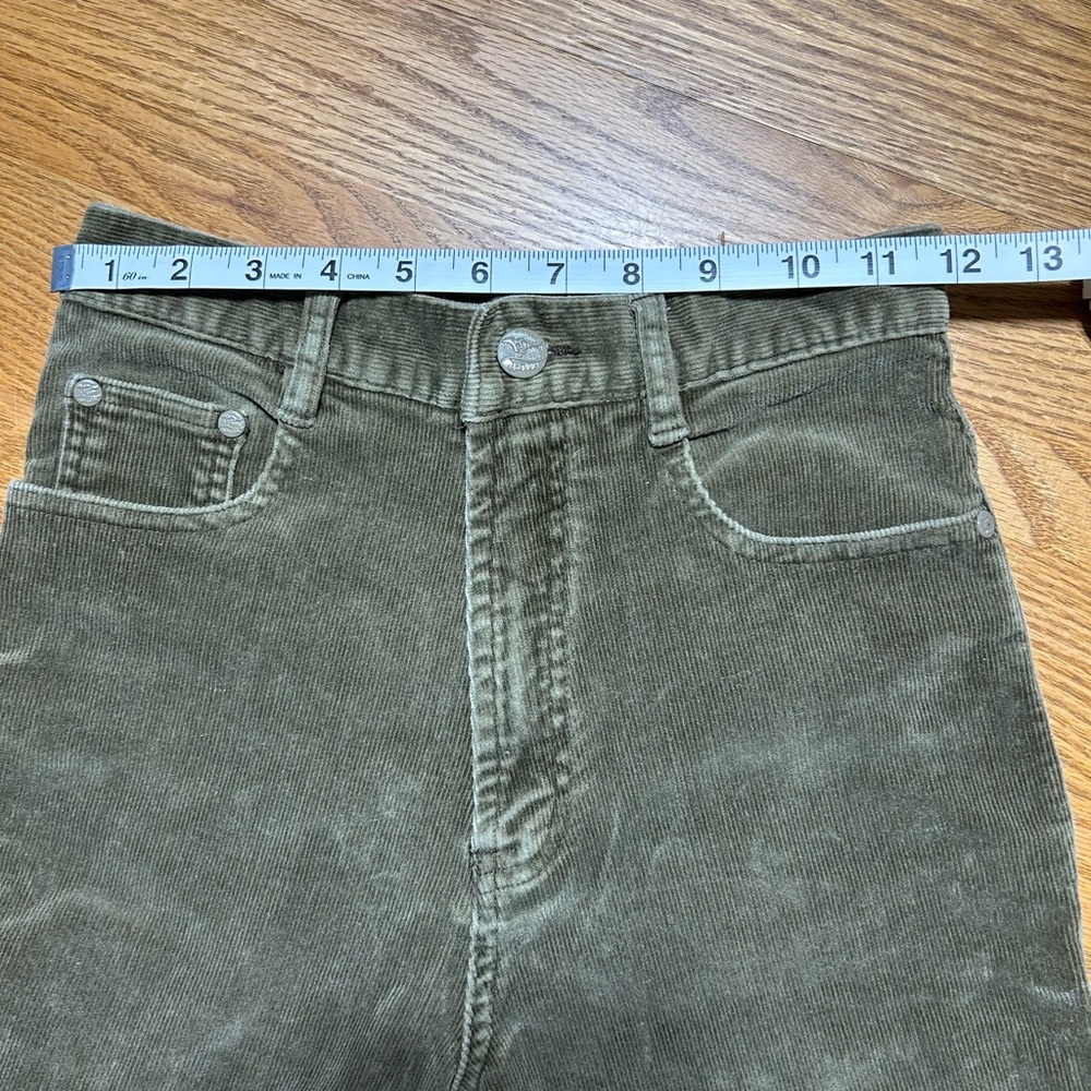 Vintage Women's Hao Jun Olive HR Corduroy Flare Pants Size 26 - Picture 4 of 9